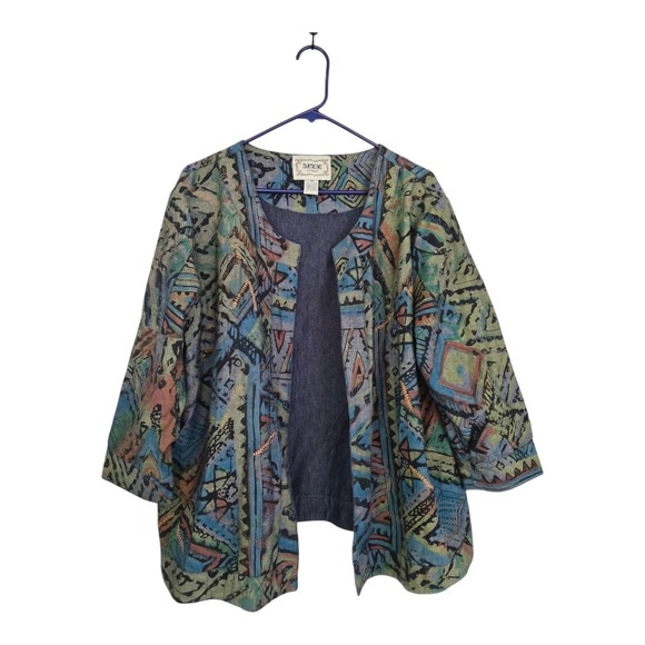 Tantrums Jackets & Blazers - Tantrums 2X Abstract Art Print Jacket Kimono 100% Cotton Lagenlook Boho Artsy